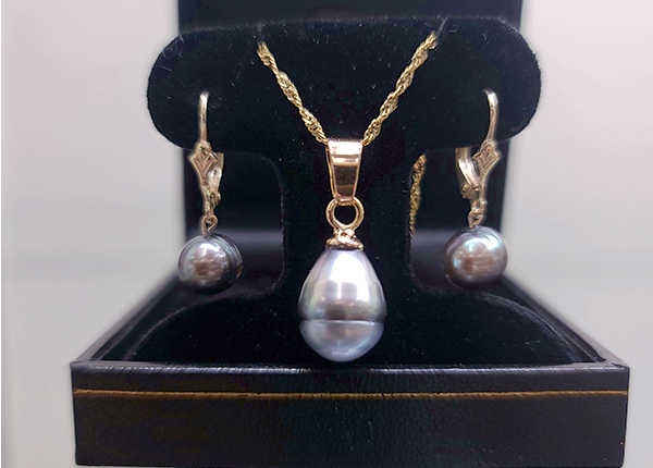 pendant and earrings